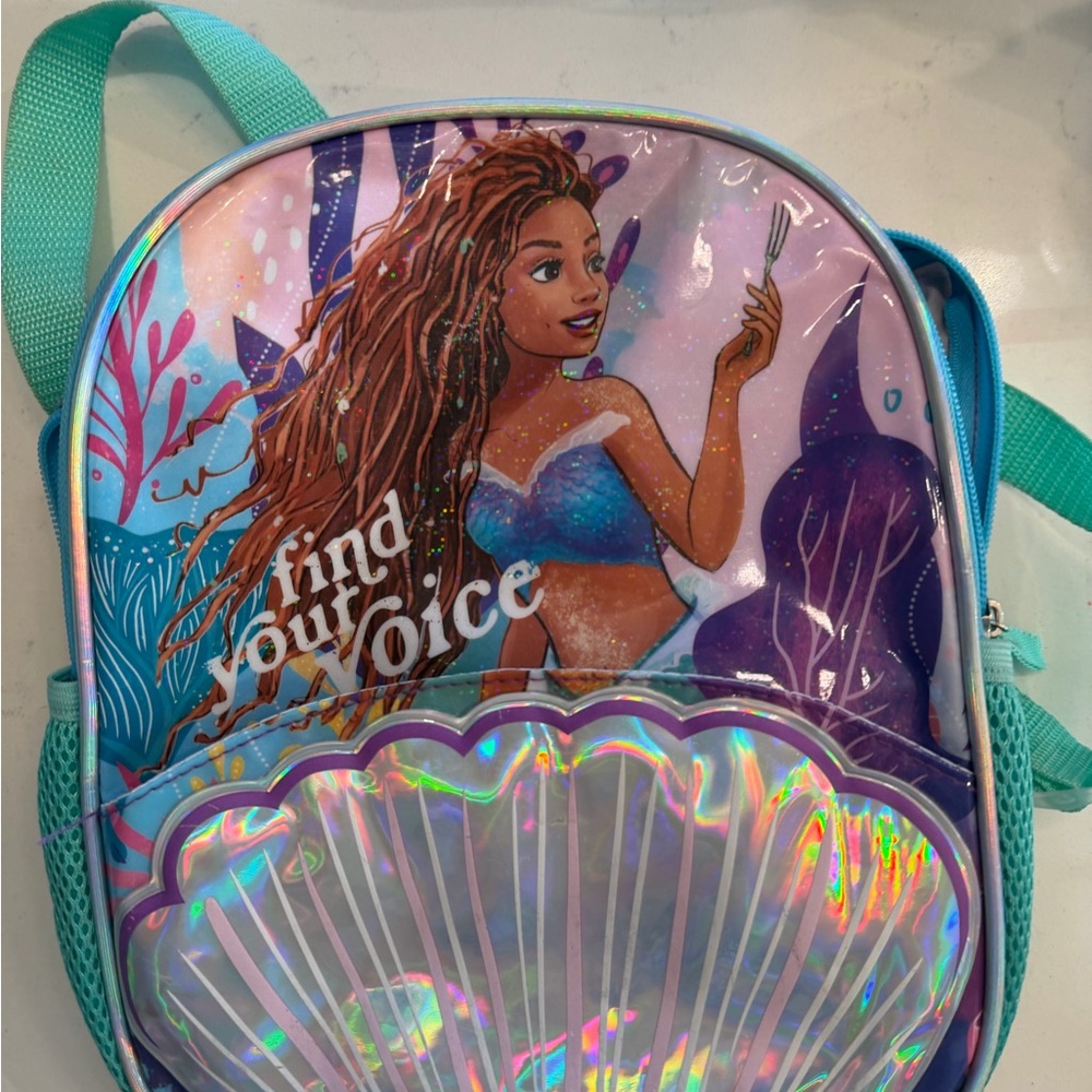 Disney Little Mermaid Shell Backpack - Iridescent Teal & Purple